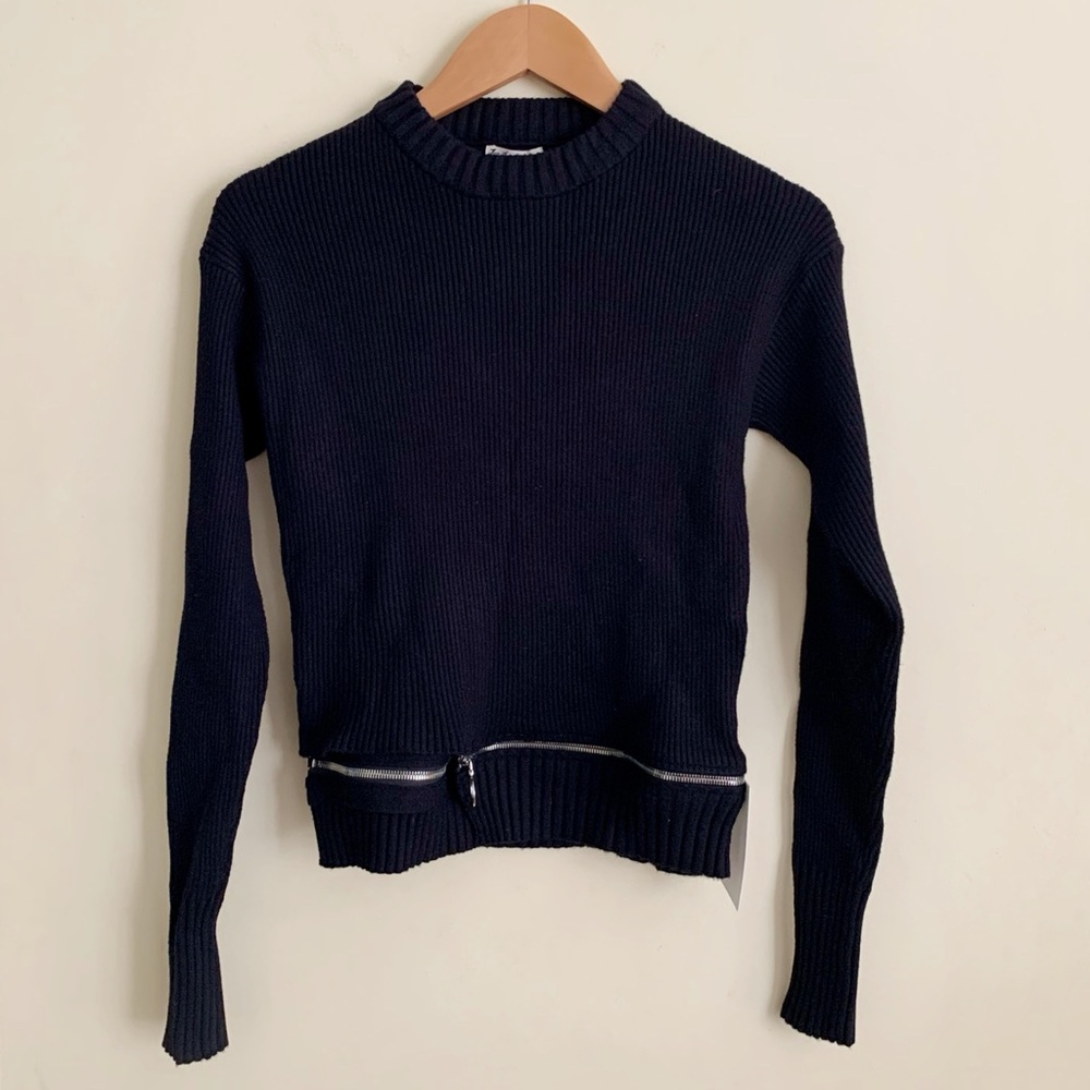 NWT For Love and Lemons Annie Zipper Sweater Black Medium - Picture 4 of 12